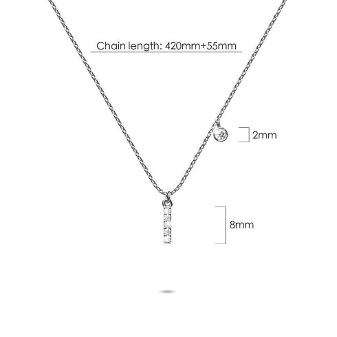 Solid 925 Sterling Silver Initial Crystal Personalised Alphabet Letter Necklace Silver